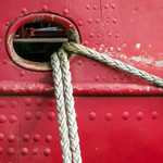 Photo of a boat mooring.